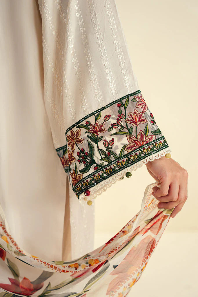 Grace S1155-Embroidered 3pc Lawn Dress With Printed Munar Dupatta.